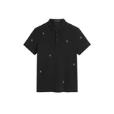 Men's Beige Slim Cooling Polo Shirt with Gold Thread Embroidery